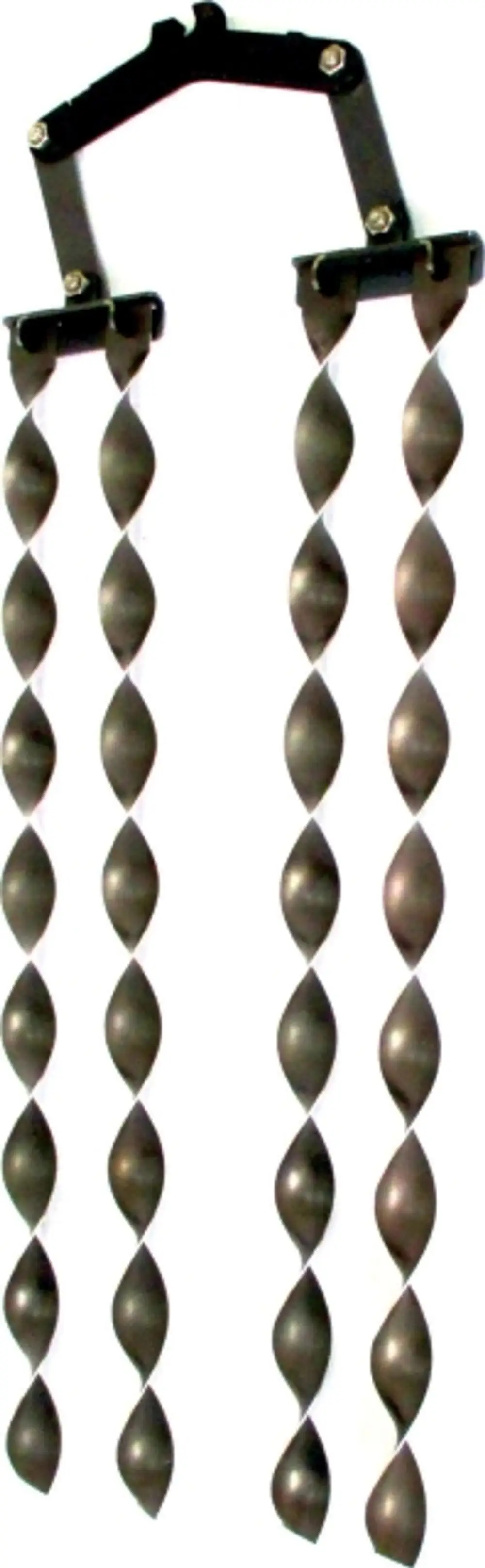 Turbulator mit spiralförmigen Elementen, montiert an einem Metallrahmen, geeignet für Anwendungen im Bereich der Wolf Technologie.